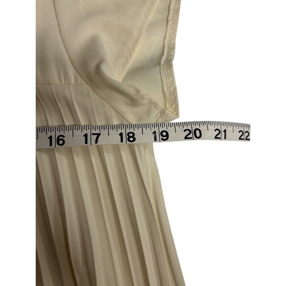 Bridgerton inspired Cream Pleated Short Sleeve Midi Dress - Picture 7 of 10